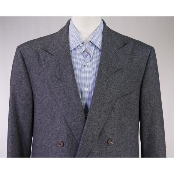 Edgar Pomeroy Bespoke Gray Cashmere Flannel Double Breasted Blazer 44XL - Picture 3 of 10